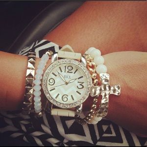 Taupe colored & chevron BKE watch